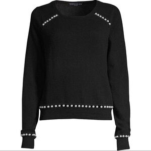 Generation Love Presley Black Cashmere Sweater with Pearl Accents